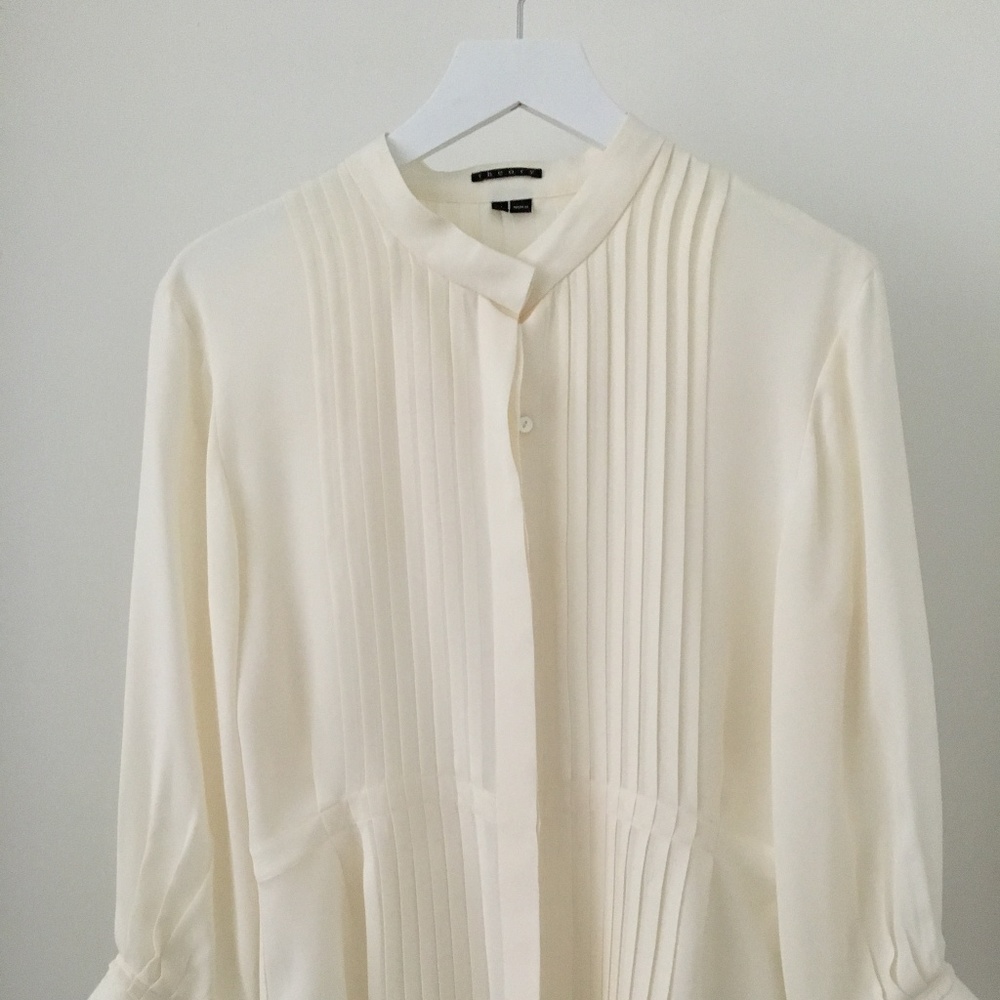 Theory Pleated Silk Blouse